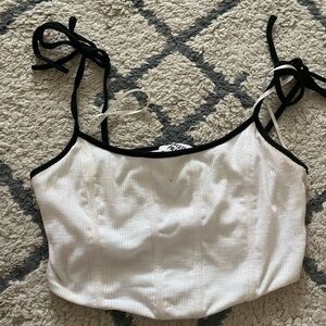 White Ribbed Women's Top